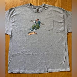 Unisex, Light Grey, 3X Skateboarding Skeleton T-shirt with pocket